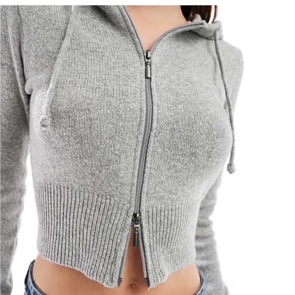 Mini cropped sweater in dark gray ribbed size small - Picture 10 of 10